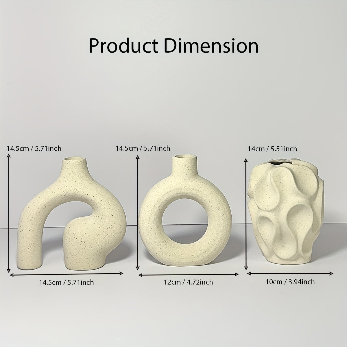 Lifestyle shot of minimal striped vase set in bright interior