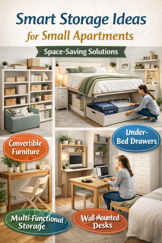 Smart storage ideas for small apartments with space-saving furniture and organized storage solutions
