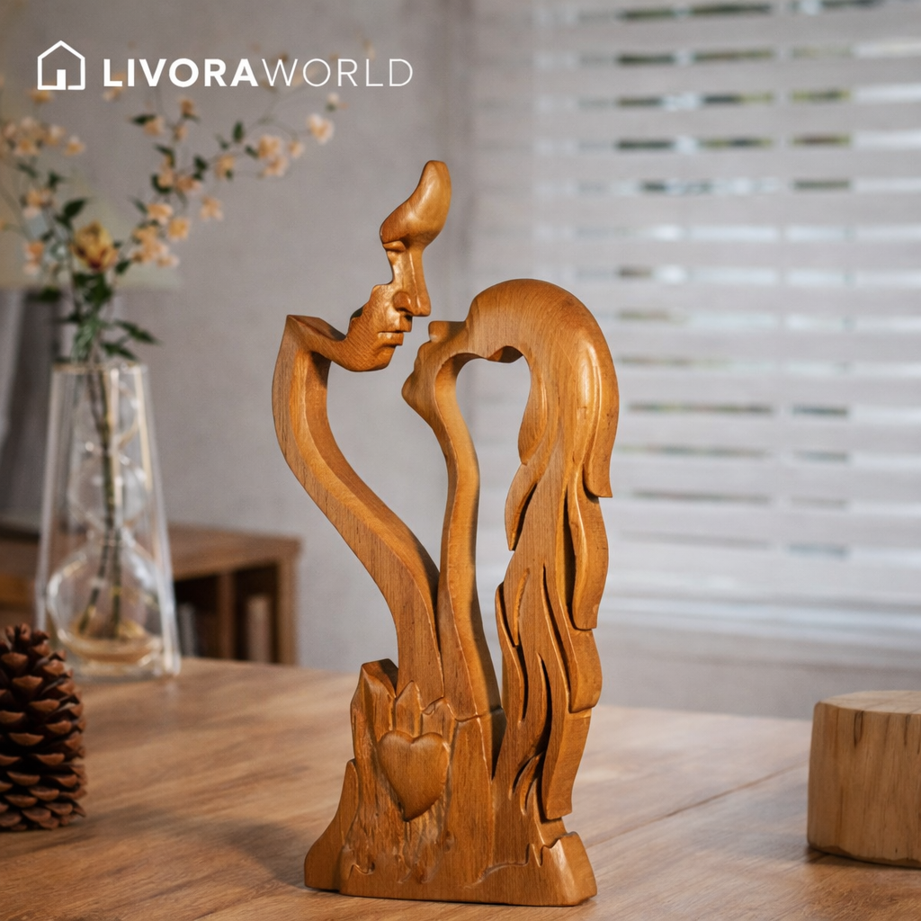3D wooden sculpture of eternal love handcrafted from European beech wood
