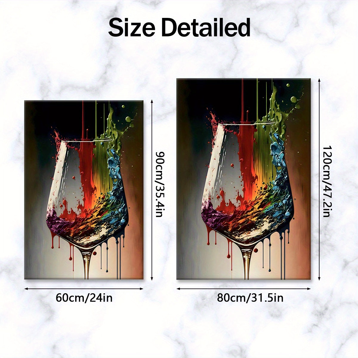 Abstract color splash wine glass wall art