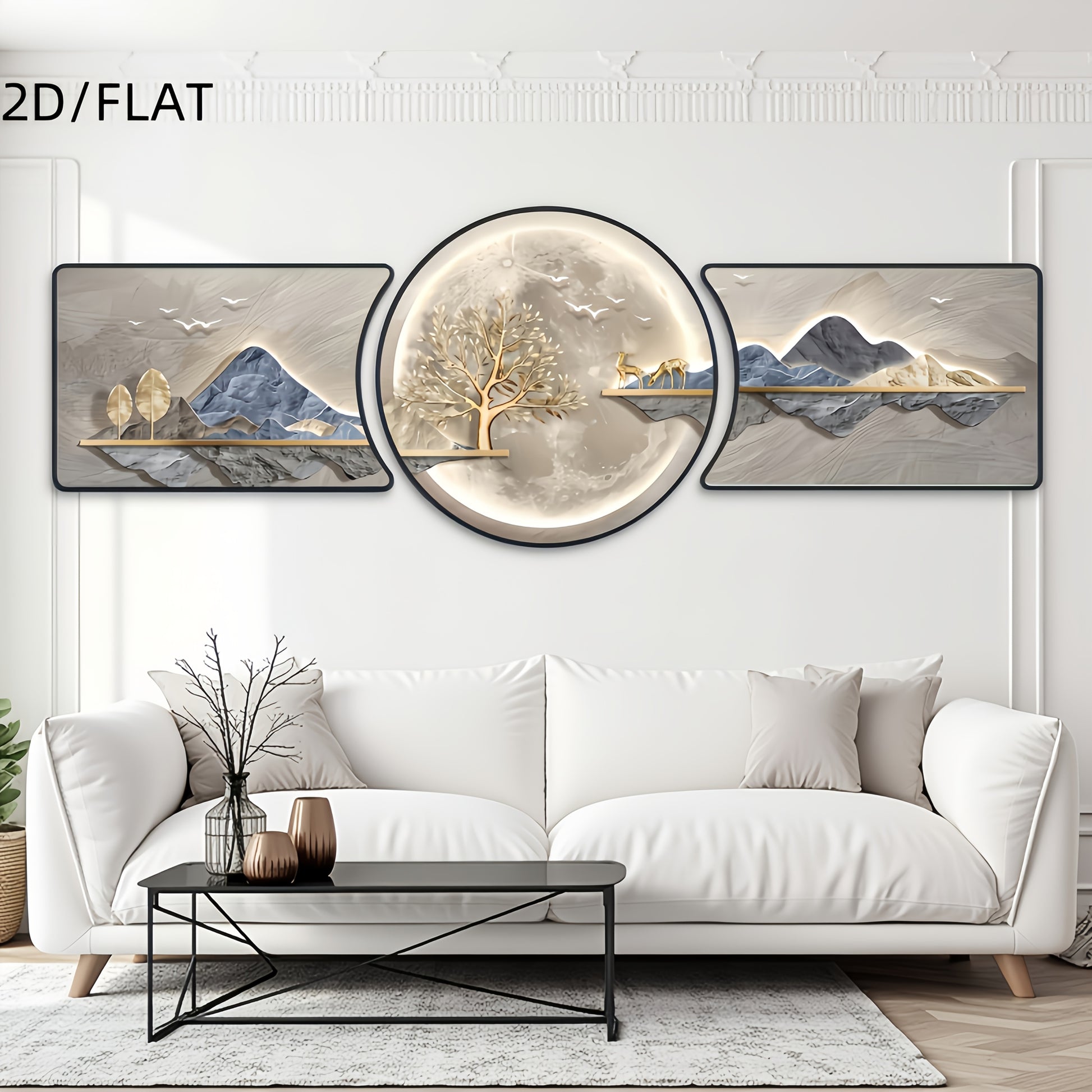 Close-up of high-definition printed abstract landscape canvas showing detailed textures and gold accents.