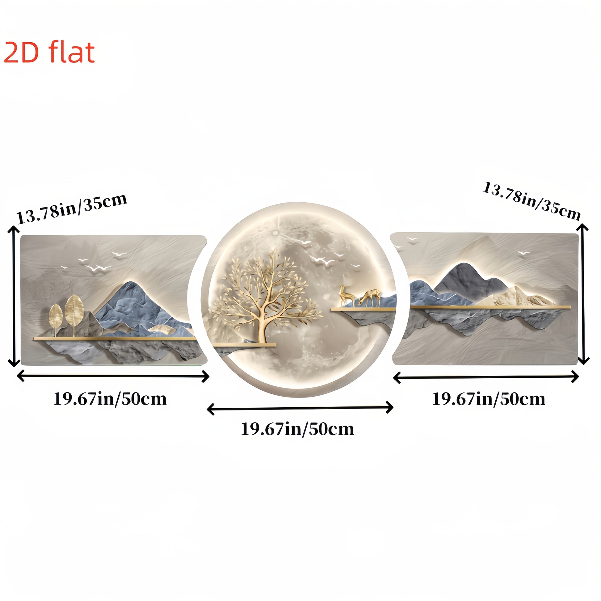 Modern abstract landscape canvas set decorating a stylish home office workspace.