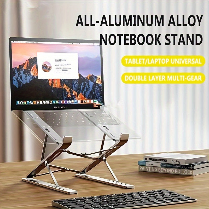 Collapsed portable aluminum laptop stand for easy storage