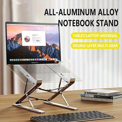 Collapsed portable aluminum laptop stand for easy storage
