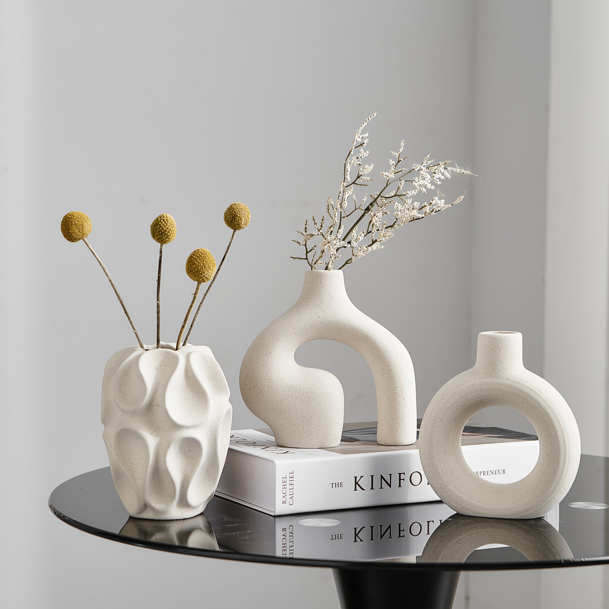 Aesthetic ceramic vase set for minimalist interiors