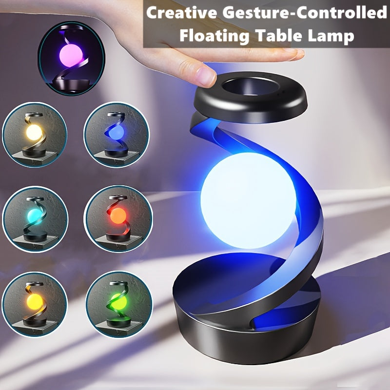 Bedside table lamp with colorful night light and wireless charger