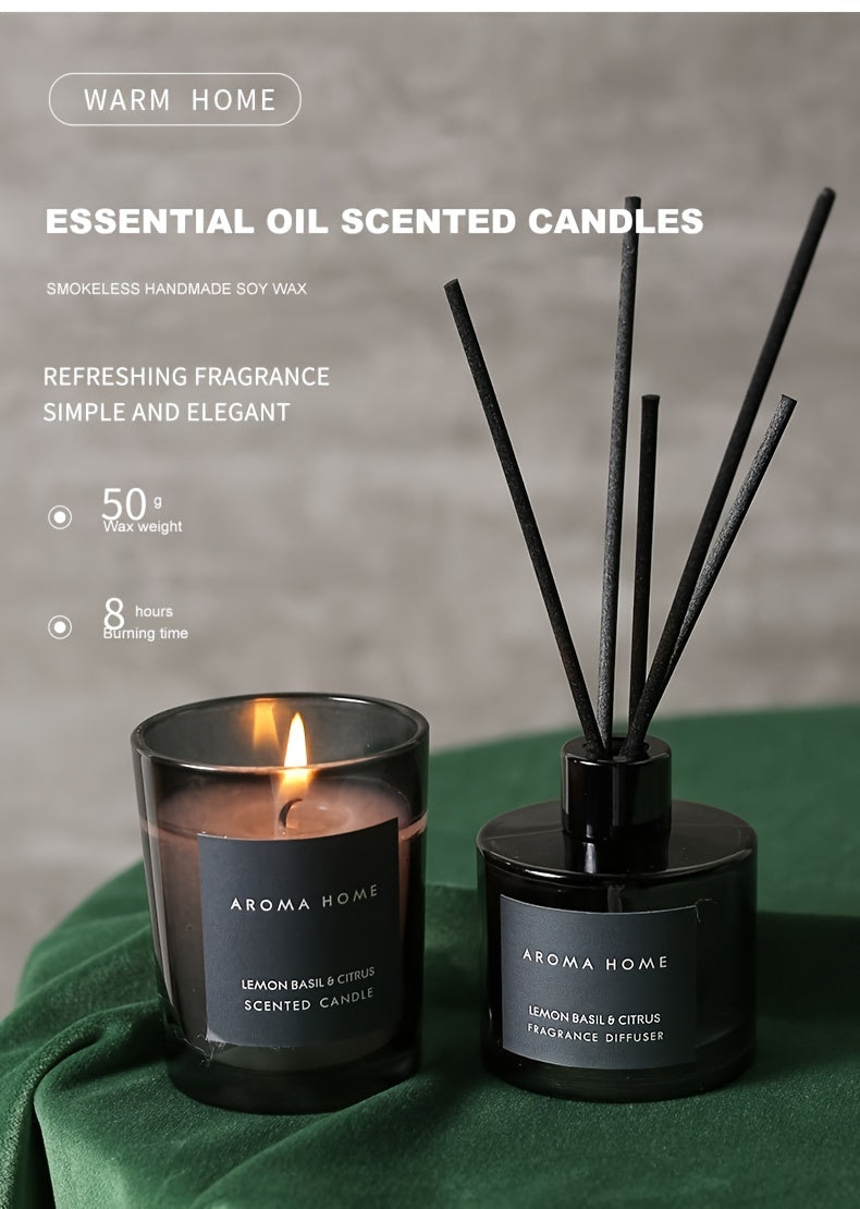 Decorative scented candle adding warmth to living room interior