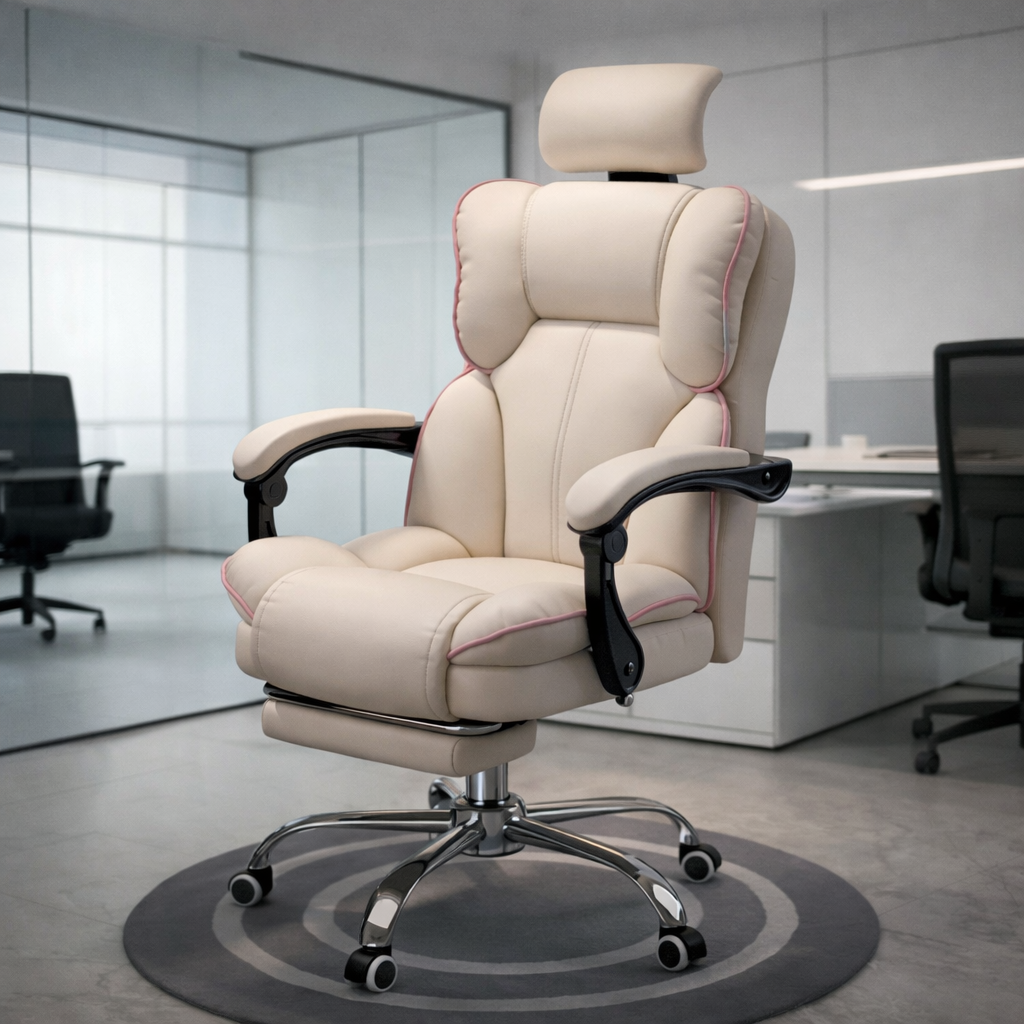 360° swivel motion of ErgoElite™ cream ergonomic chair