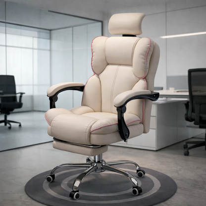 360° swivel motion of ErgoElite™ cream ergonomic chair