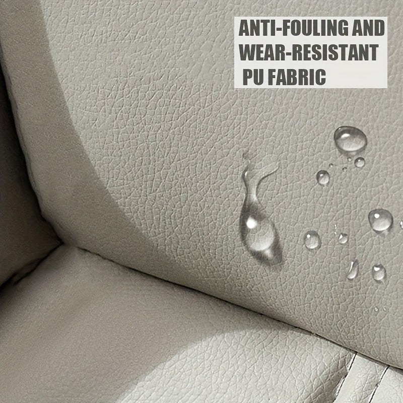 Adjustable height and reclining feature on cream office chair