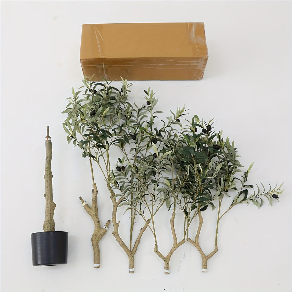 Faux olive tree with sturdy base pot for indoor stability