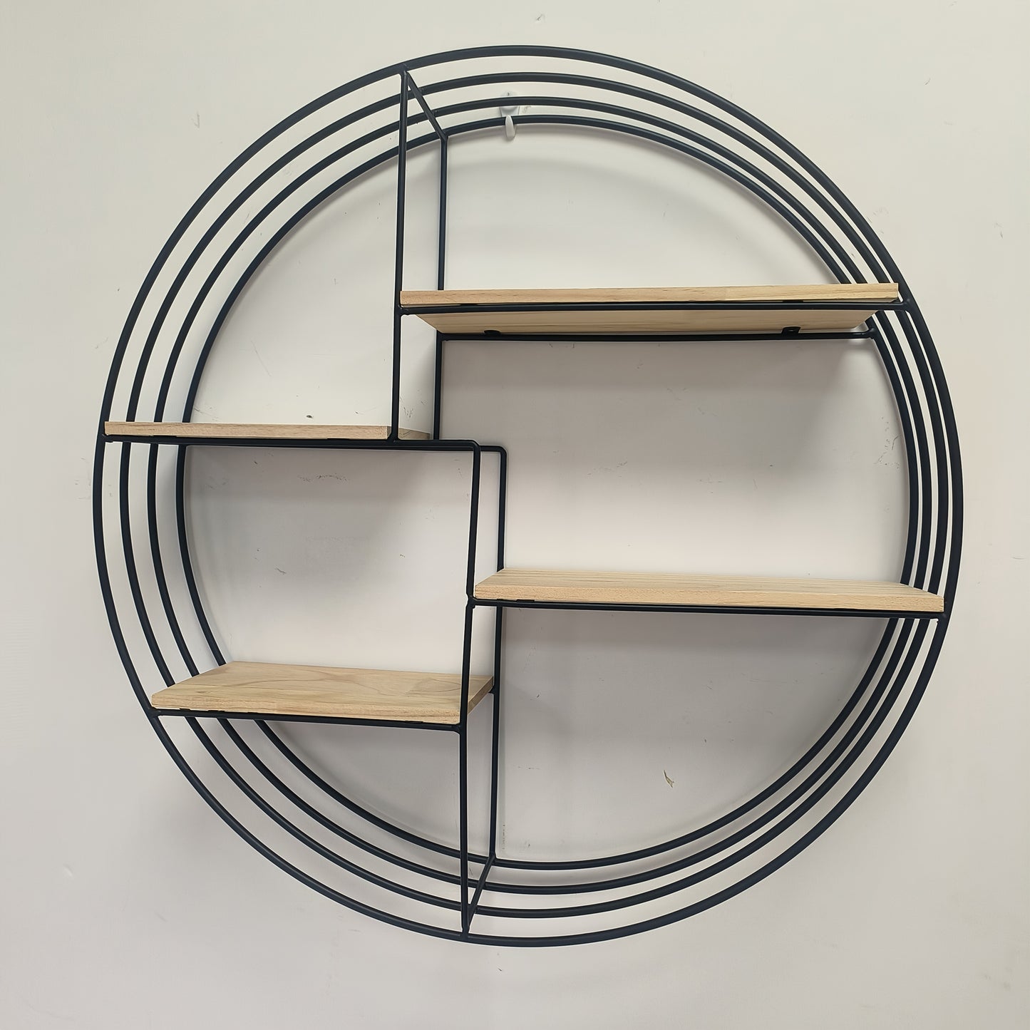 Close-up of wooden shelves showing texture and finish