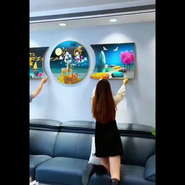 Modern abstract canvas set with subtle gold accents creating elegant and balanced aesthetic.