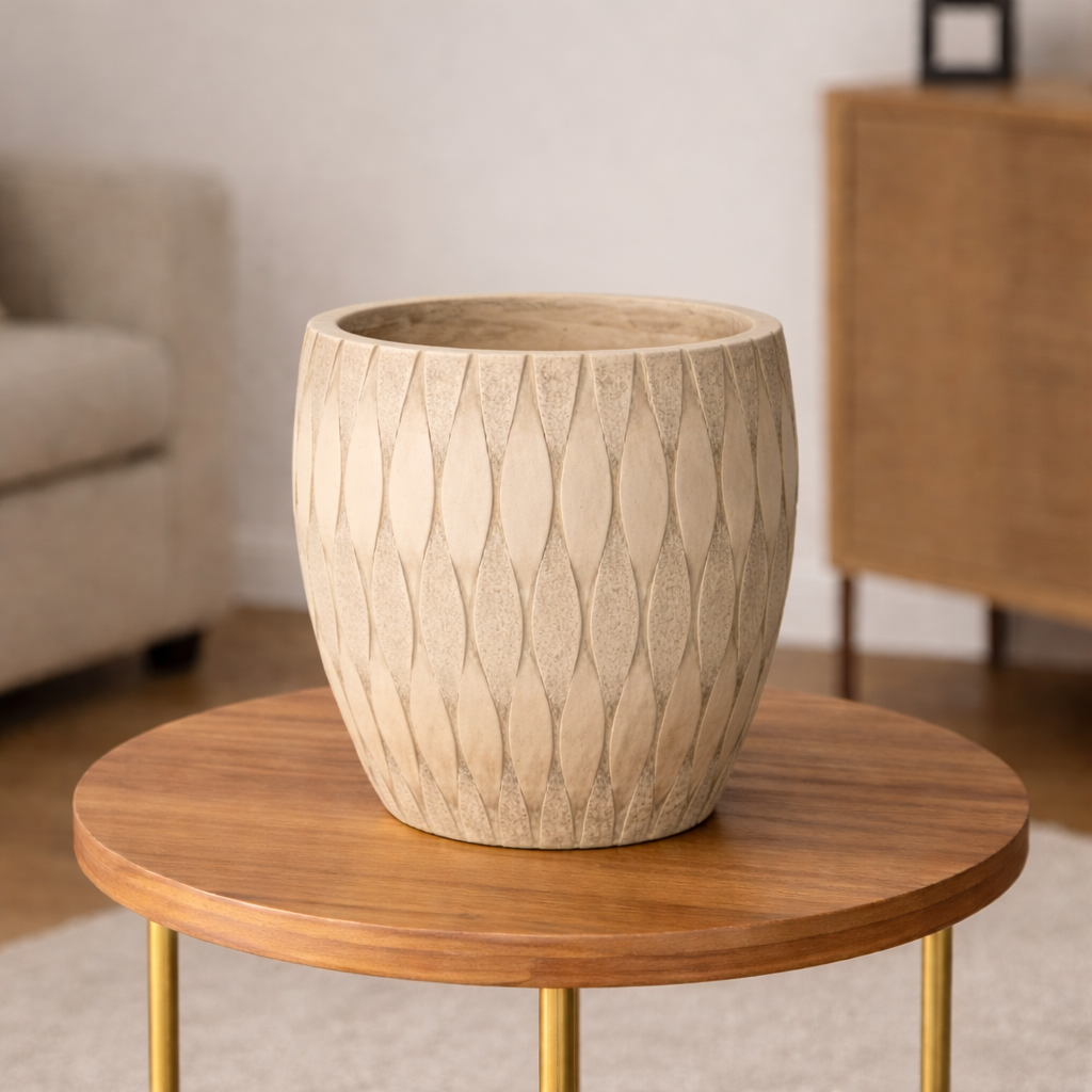 Indoor outdoor planter in elegant camel color