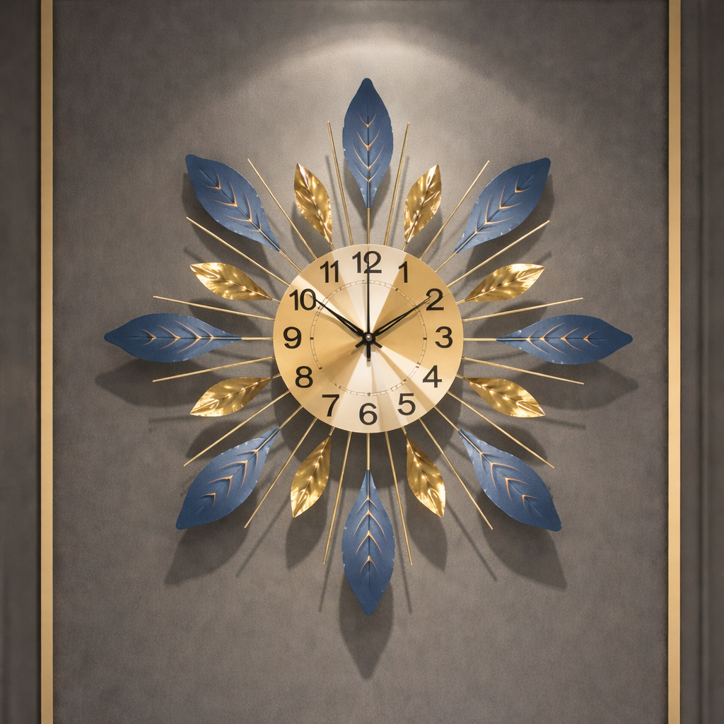 Wall clock being hung on a cream wall, easy installation