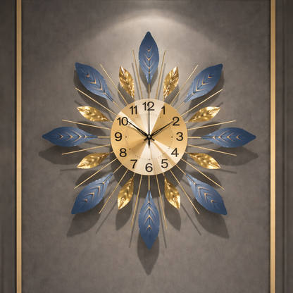 Wall clock being hung on a cream wall, easy installation