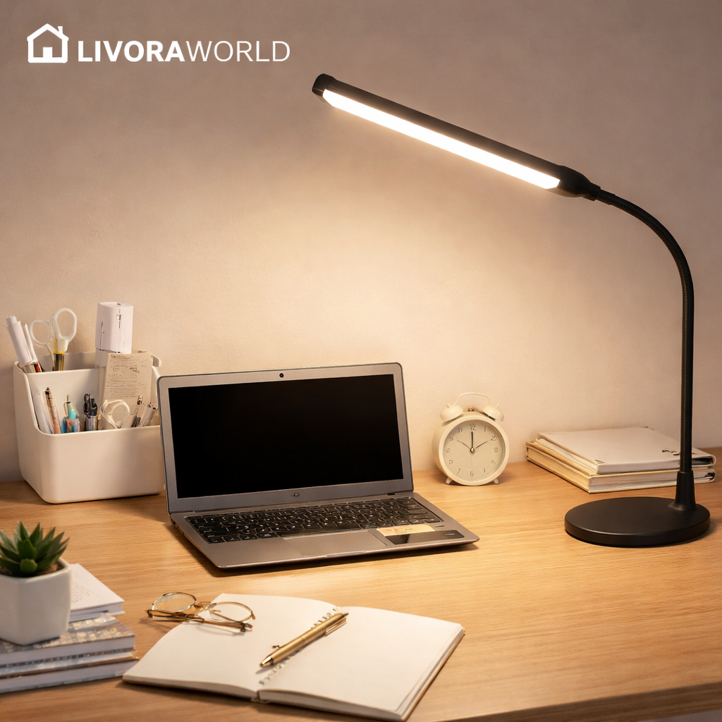 Modern Dimmable LED Desk Lamp with Touch Control and USB – Black