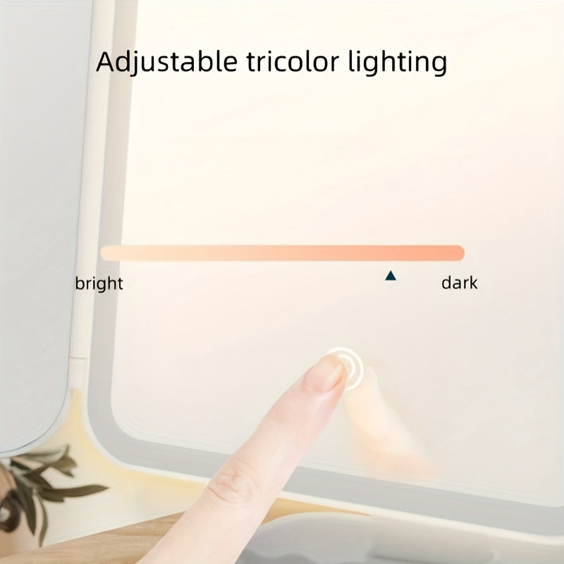 LED makeup mirror showing natural daylight lighting mode for makeup application