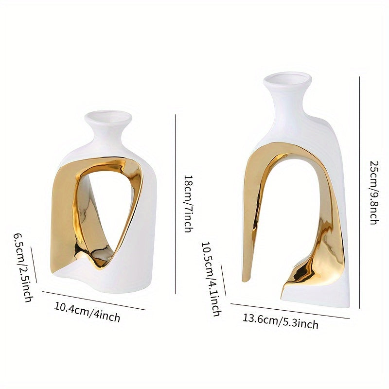 Luxury ceramic vases decorating a console table