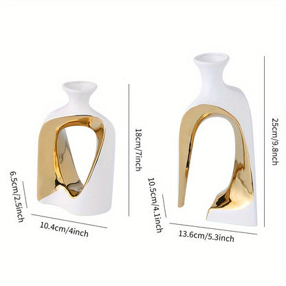 Luxury ceramic vases decorating a console table