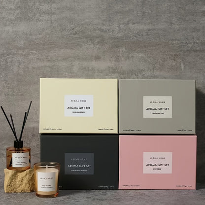 Close-up of luxury scented candle gift box with premium packaging