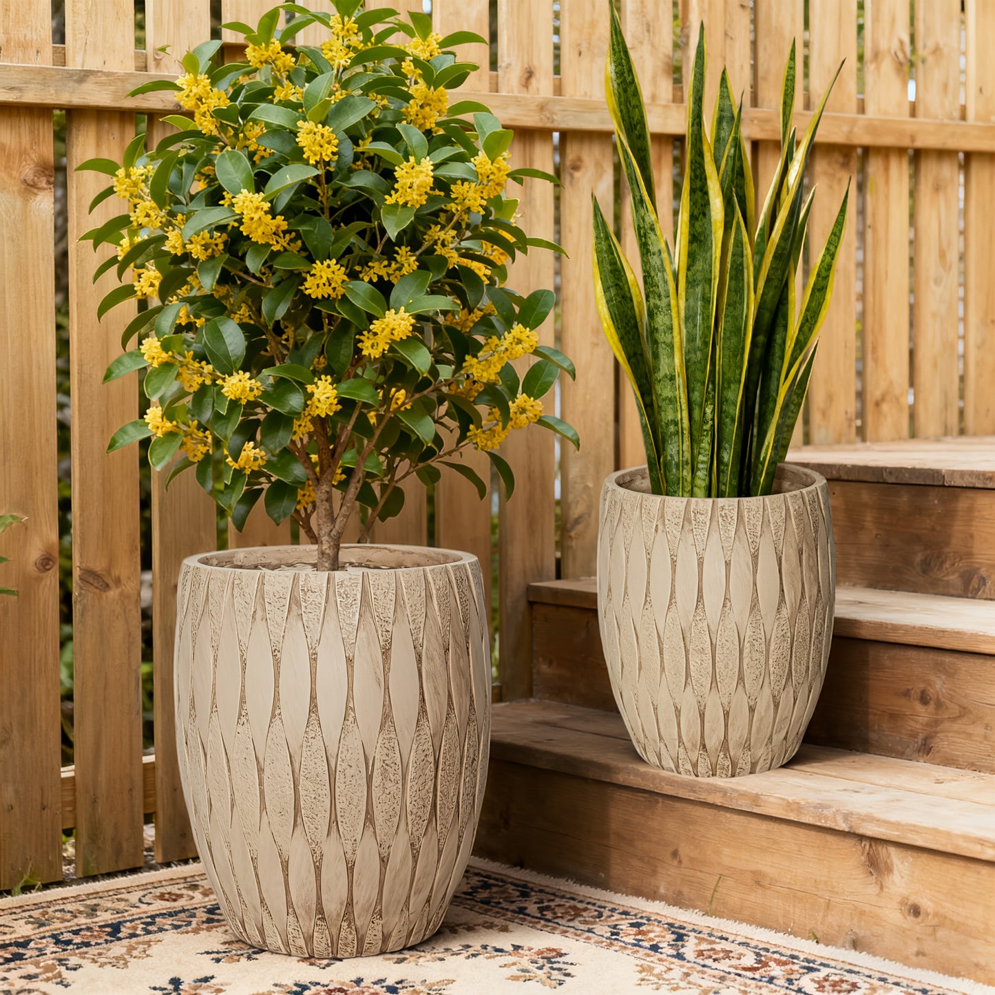 Magnesium oxide planter with built-in drainage hole for healthy roots