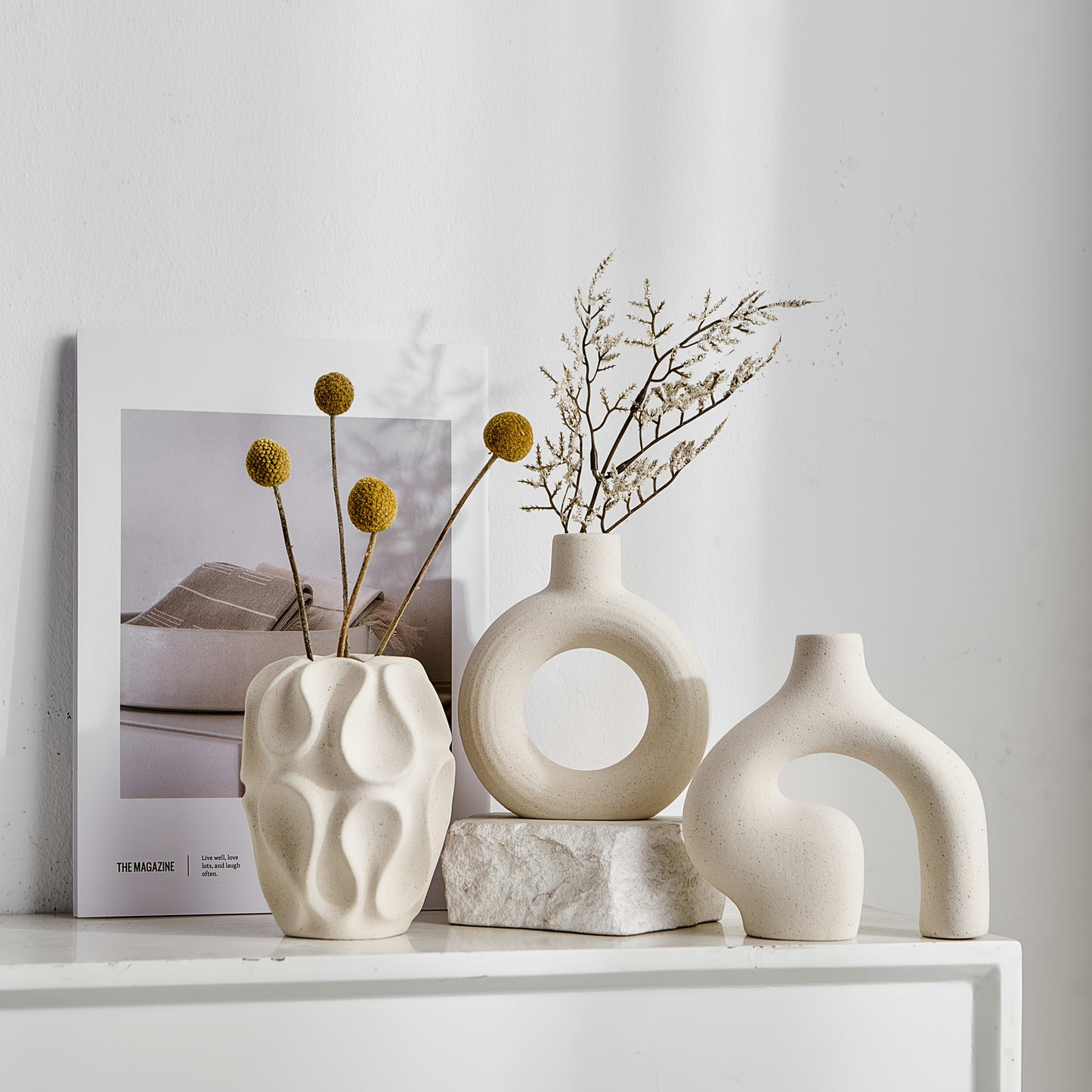 Minimal decorative vase set for living room styling