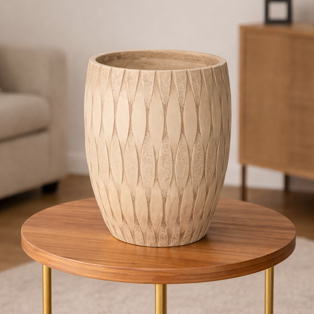 Modern garden planter with drainage system for outdoor plants