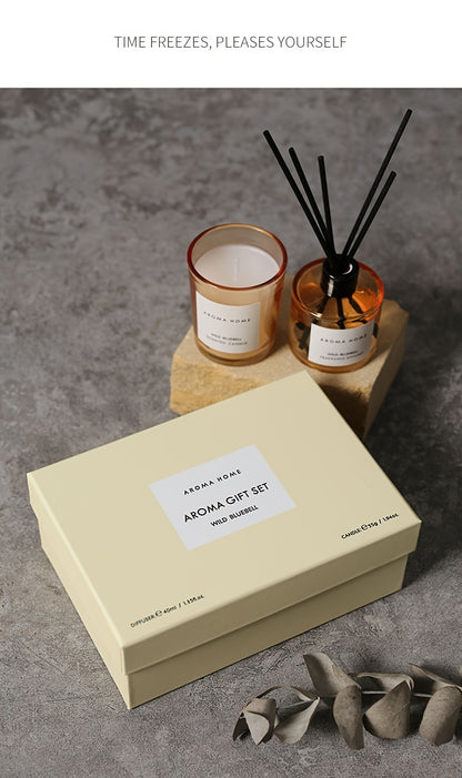 Detailed view of scented candle gift packaging and design