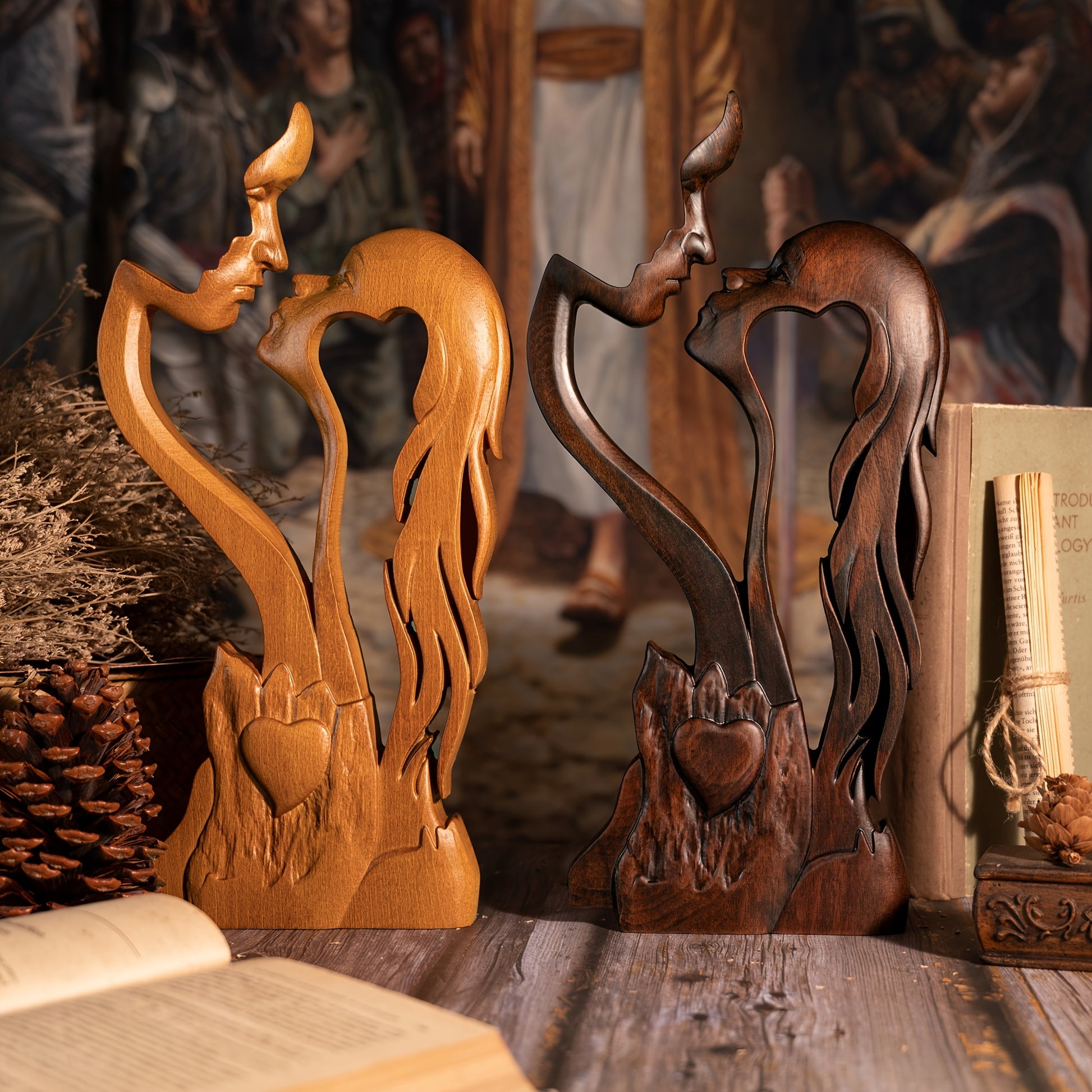 Wooden sculpture of eternal love as a Valentine’s Day gift idea