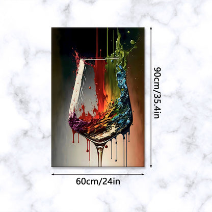 Vertical shot of vibrant wine glass canvas artwork