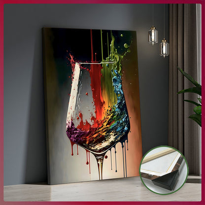 Detail shot of color splash wine glass canvas art