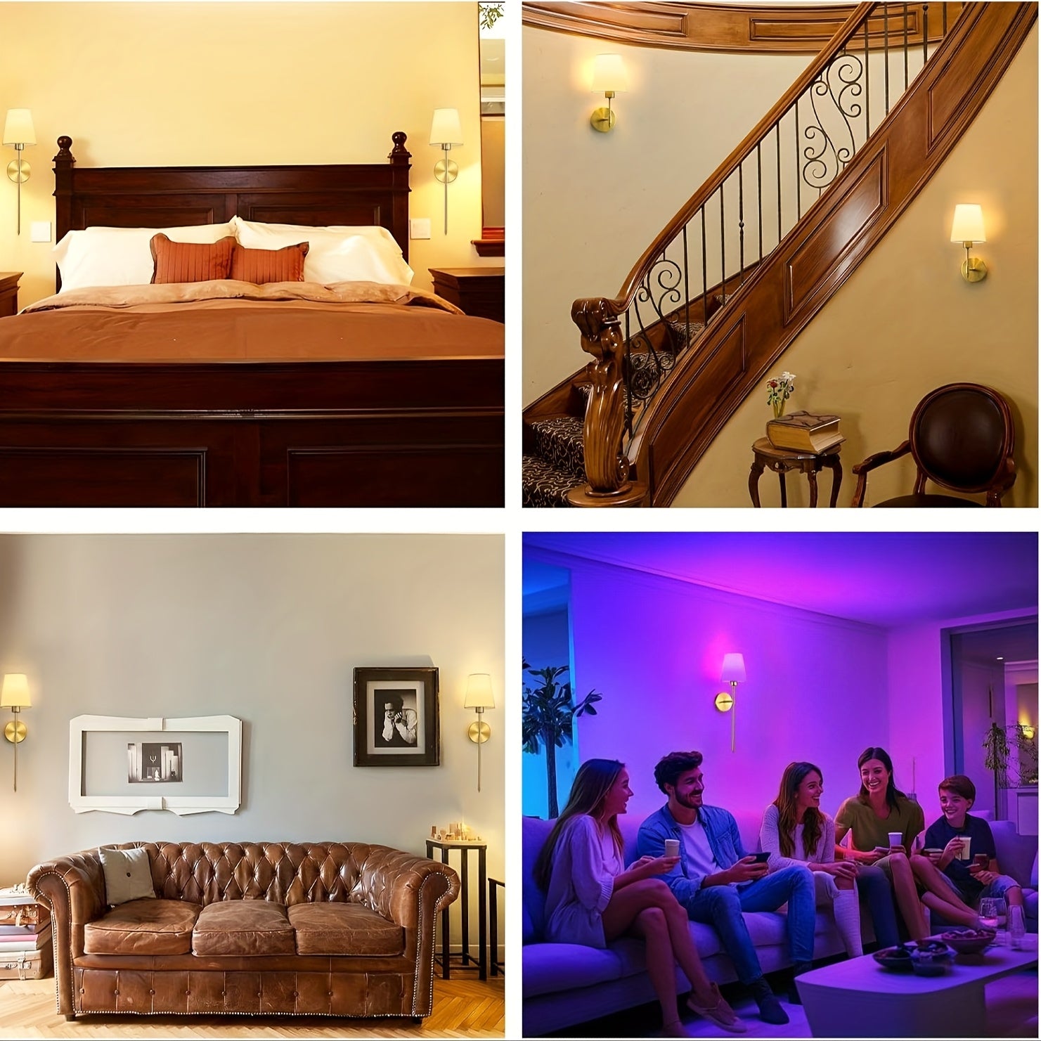 Cozy reading corner with battery operated wireless wall sconces