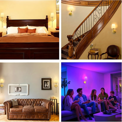 Cozy reading corner with battery operated wireless wall sconces