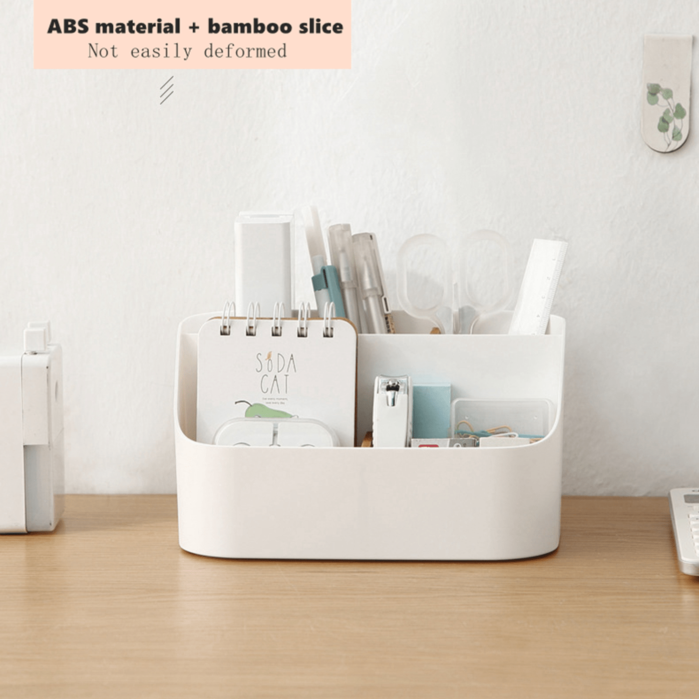 Aesthetic white desktop organizer for minimalist desk decor