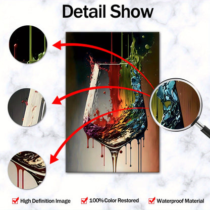 Wine glass splash canvas displayed in modern living room